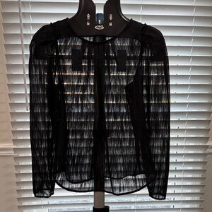 Dkny Black Sheer Long-Sleeve Blouse